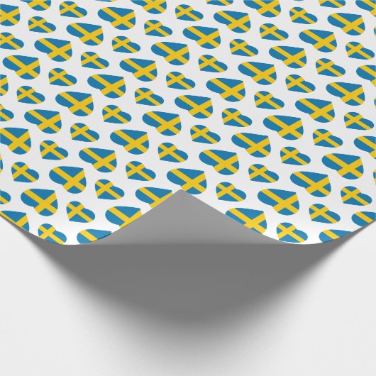 スウェーデンのハートの形の旗 ラッピングペーパー (角)