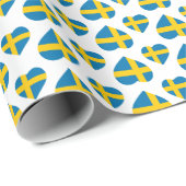 スウェーデンのハートの形の旗 ラッピングペーパー (ロールコーナー)