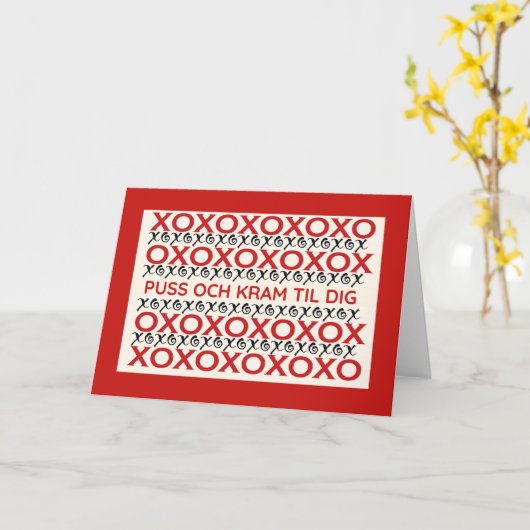 スウェーデンのハートフェルトの抱擁とキスのためにあなた カード (黄色い花)