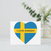 スウェーデンのハート形の国旗 ポストカード (スタンド正面)