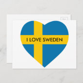 スウェーデンのハート形の国旗 ポストカード (正面/裏面)