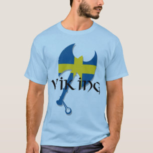 スウェーデンのバイキングのスウェーデンの旗の斧 Tシャツ