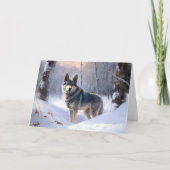 スウェーデンのバイキングハウンド 雪を降らせて クリスマス カード (正面)