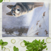 スウェーデンのバルフンドが雪のクリスマスを過ごす キッチンタオル (折り畳み)