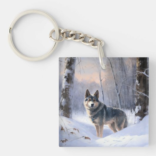 スウェーデンのバルフンドが雪のクリスマスを過ごす キーホルダー (正面)