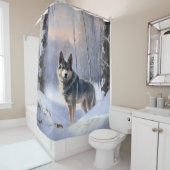 スウェーデンのバルフンドが雪のクリスマスを過ごす シャワーカーテン (インサイチュ)