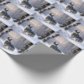 スウェーデンのバルフンドが雪のクリスマスを過ごす ラッピングペーパー (角)