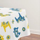 スウェーデンのフォークダラファームアニマルズLブルーとイエロー テーブルクロス (インサイチュ)