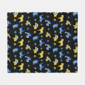 スウェーデンのフォークダラファームアニマルズLブルーとイエロー フリースブランケット (正面(横))