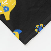 スウェーデンのフォークダラファームアニマルズLブルーとイエロー フリースブランケット (角)