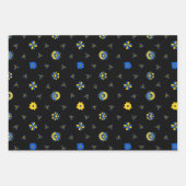 スウェーデンのフォークダラファームアニマルズLブルーとイエロー ラッピングペーパーシート (正面3)