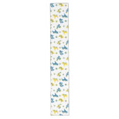 スウェーデンのフォークダラファームアニマルズLブルーとイエロー ロングテーブルランナー (正面)