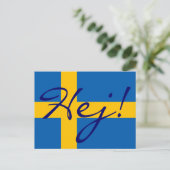 スウェーデンのヘジで！スウェーデン国旗 ポストカード (スタンド正面)