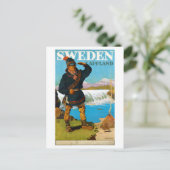 スウェーデンのラップランドとヴィンテージ旅行のポスターを復元 ポストカード (スタンド正面)