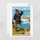スウェーデンのラップランドとヴィンテージ旅行のポスターを復元 ポストカード (正面/裏面)