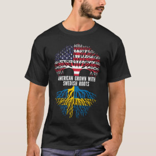 スウェーデンのルーツを持つ米国国旗で育ったアメリカ人 Tシャツ