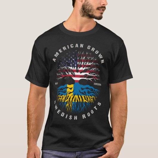 スウェーデンのルーツスウェーデン国旗 Tシャツ (正面)
