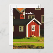 スウェーデンのレッドハウシズ ポストカード (正面/裏面)