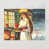 スウェーデンのヴィンテージルシアゴッドジュルメリークリスマス シーズンポストカード (正面)