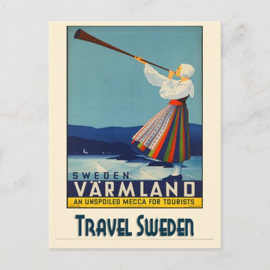 スウェーデンのヴィンテージ旅行ポスター ポストカード (正面)