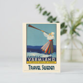 スウェーデンのヴィンテージ旅行ポスター ポストカード (スタンド正面)