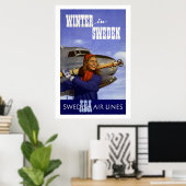 スウェーデンの冬ヴィンテージ旅行 ポスター (ホームオフィス)