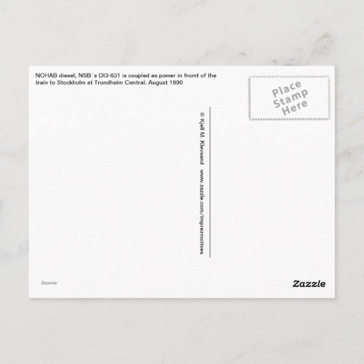 スウェーデンの列車前で結合されたNOHABディーゼル ポストカード (裏面)