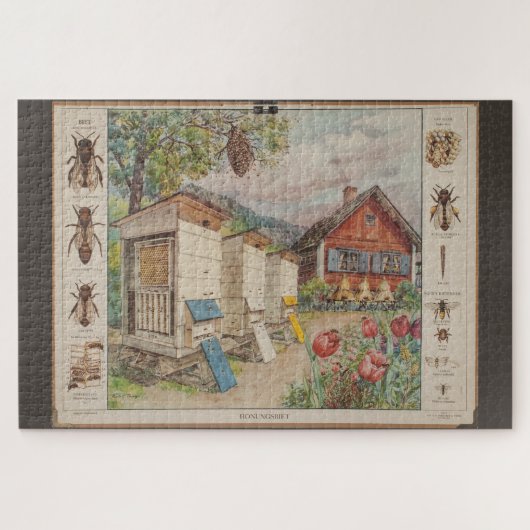 スウェーデンの古い学校の壁図 – ミツバチ ジグソーパズル (横)