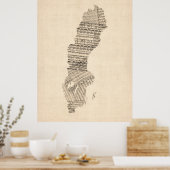 スウェーデンの古楽譜 ポスター (キッチン)