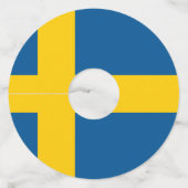 スウェーデンの名前入りな飲むパーティーのスウェーデンの旗 ワイングラスタグ (裏面)