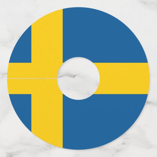 スウェーデンの名前入りな飲むパーティーのスウェーデンの旗 ワイングラスタグ (裏面)