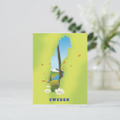 スウェーデンの図解入りの、写真付きの地図ポスター。 ポストカード (スタンド正面)