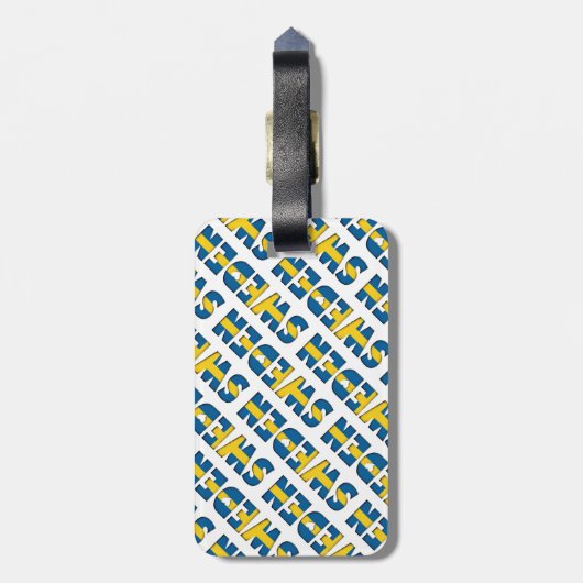 スウェーデンの国旗はタイポグラフィパターンを着色します ラゲッジタグ (裏面縦)