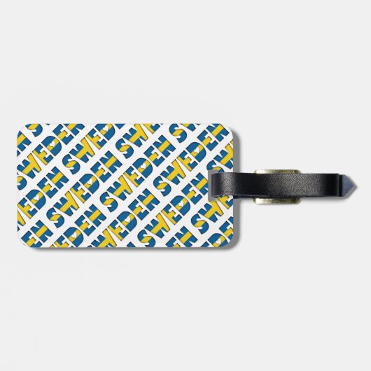 スウェーデンの国旗はタイポグラフィパターンを着色します ラゲッジタグ (裏面横)
