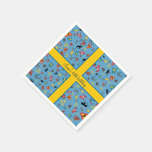 スウェーデンの国旗を持つカルチャーアイテム スタンダードカクテルナプキン (角)