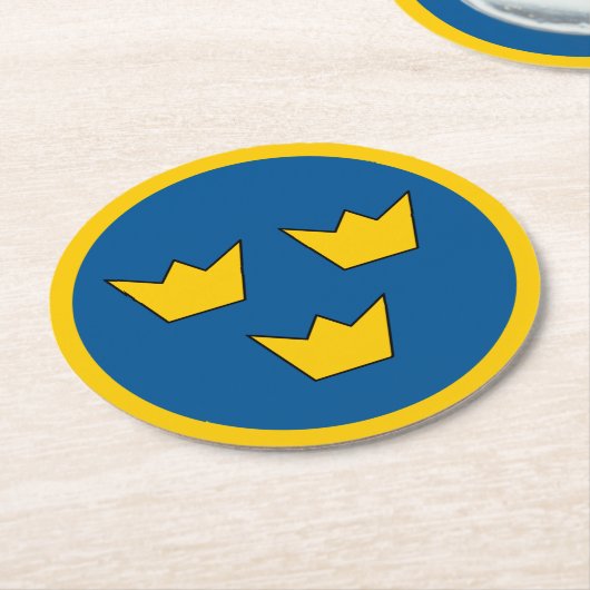 スウェーデンの国旗丸い丸い丸い国旗の国旗 ラウンドペーパーコースター (アングル)