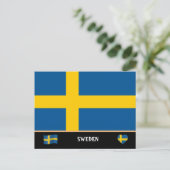 スウェーデンの国旗 & スウェーデン旅行 / スウェーデン ポストカード (スタンド正面)