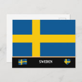スウェーデンの国旗 & スウェーデン旅行 / スウェーデン ポストカード (正面/裏面)
