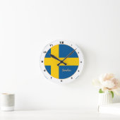 スウェーデンの国旗 & スウェーデン おしゃれなホーム/デザイン ラウンド壁時計 (ホーム)