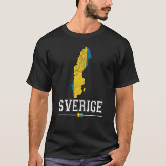 スウェーデンの地図と旗の土産 ディストressed スウェーデン tシャツ