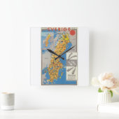 スウェーデンの地図 スクエア壁時計 (ホーム)