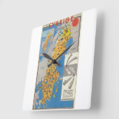 スウェーデンの地図 スクエア壁時計 (傾斜)