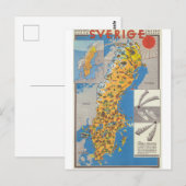 スウェーデンの地図 ポストカード (正面/裏面)