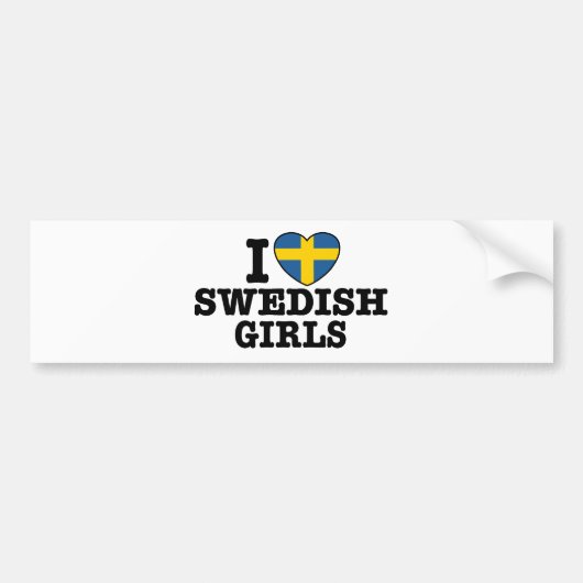 スウェーデンの女の子が大好き バンパーステッカー (正面)