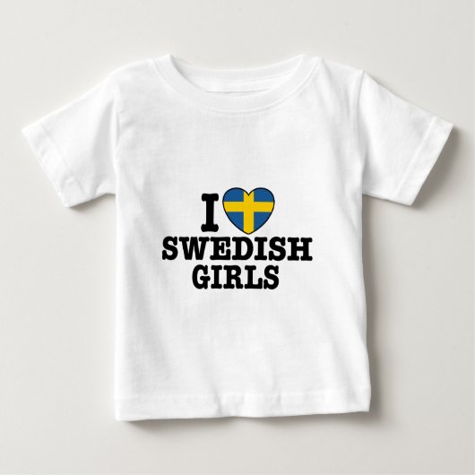 スウェーデンの女の子が大好き ベビーTシャツ (正面)