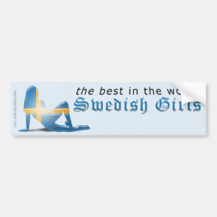 スウェーデンの女の子のシルエットの旗 バンパーステッカー