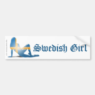 スウェーデンの女の子のシルエットの旗 バンパーステッカー