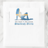 スウェーデンの女の子シルエット国旗 長方形シール (バッグ)