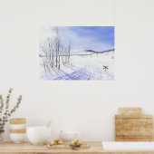 スウェーデンの山々のリル – ウルブーンの冬 ポスター (キッチン)