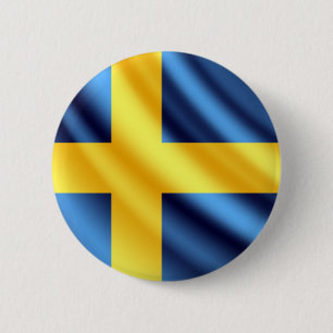 スウェーデンの振る旗のpinbackボタン 缶バッジ